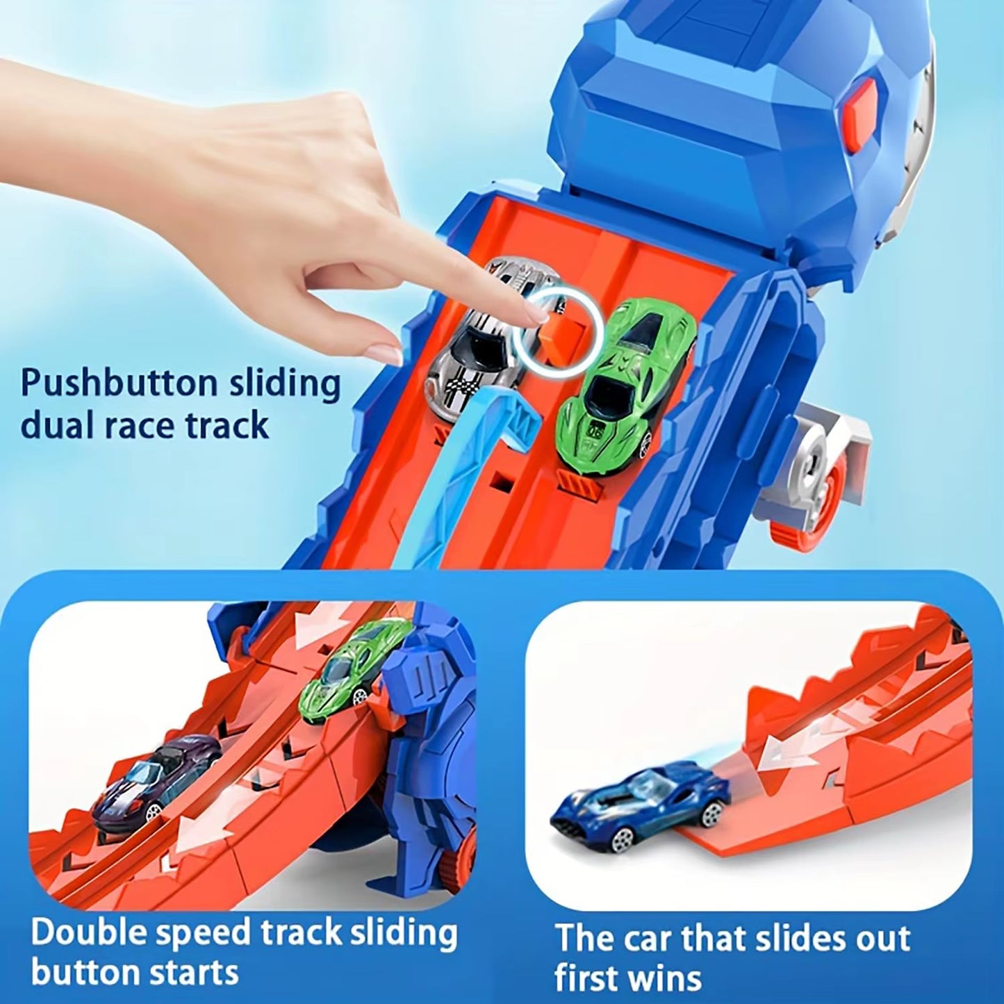 Folding Dinosaur Transporter Car: Exciting Competitive Racing Toy with Mini Car for Kids