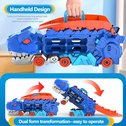 Folding Dinosaur Transporter Car: Exciting Competitive Racing Toy with Mini Car for Kids