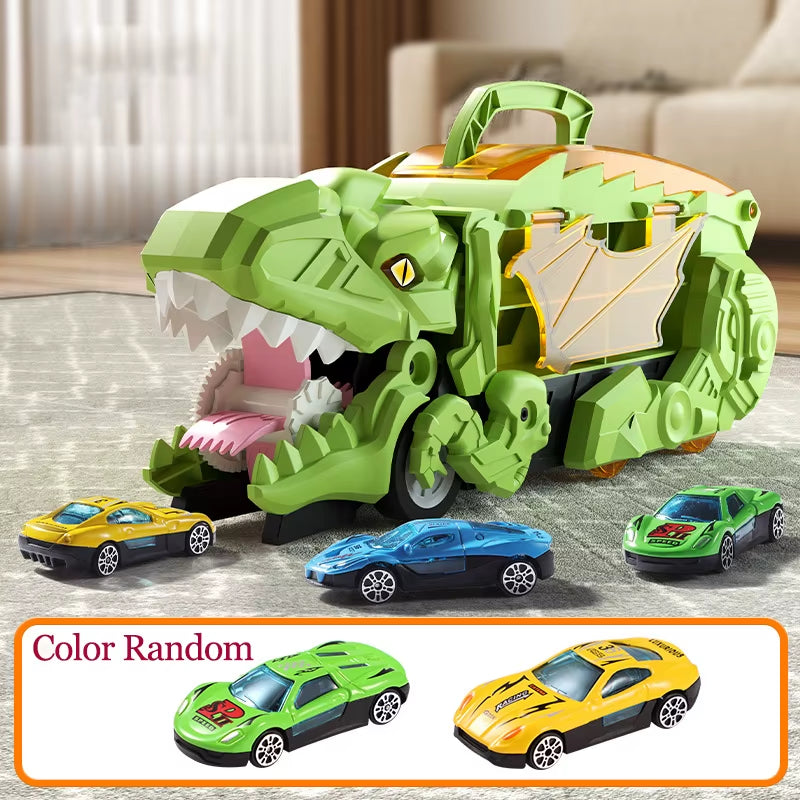 Folding Dinosaur Transporter Car: Exciting Competitive Racing Toy with Mini Car for Kids