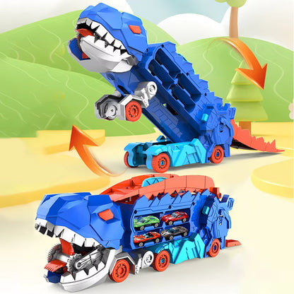 Folding Dinosaur Transporter Car: Exciting Competitive Racing Toy with Mini Car for Kids