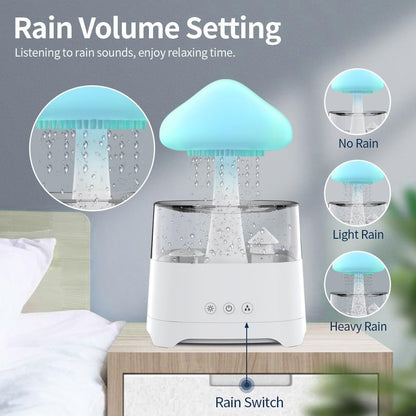 Humidifier Aroma Diffuser Humidifier with Remote Control and Night Light, Sleep Aid Rain Humidifier Water Drip,Mushroom Rain Humidifier (Remote Control Version)