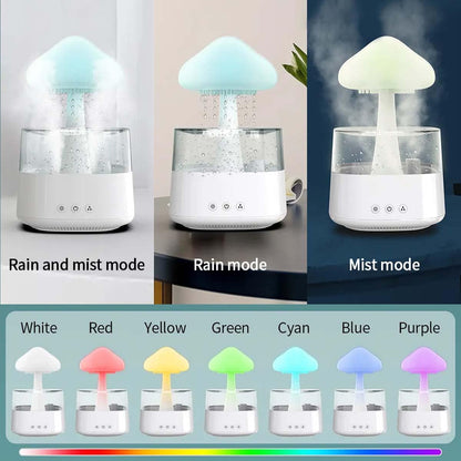 Humidifier Aroma Diffuser Humidifier with Remote Control and Night Light, Sleep Aid Rain Humidifier Water Drip,Mushroom Rain Humidifier (Remote Control Version)