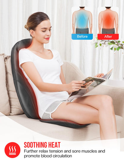 Snailax Shiatsu Massage Cushion with Heat Massage Chair Pad Kneading Back Massager for Home Office Seat use