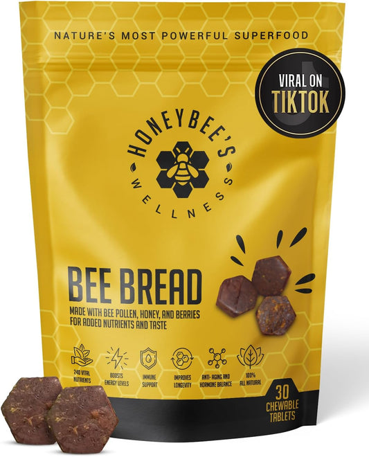 Honeybee's Wellness Bee Bread Natural Multivitamin Superfood | Bee Pollen, Propolis & Berries, 240+ Nutrients, Amino Acids, Minerals & Protein for Energy, Immunity & Vitality from Honey Bees