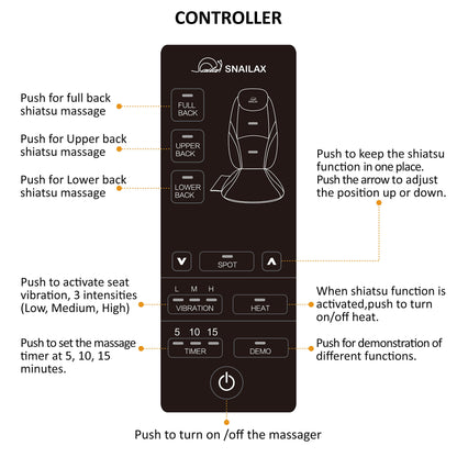 Snailax Shiatsu Massage Cushion with Heat Massage Chair Pad Kneading Back Massager for Home Office Seat use