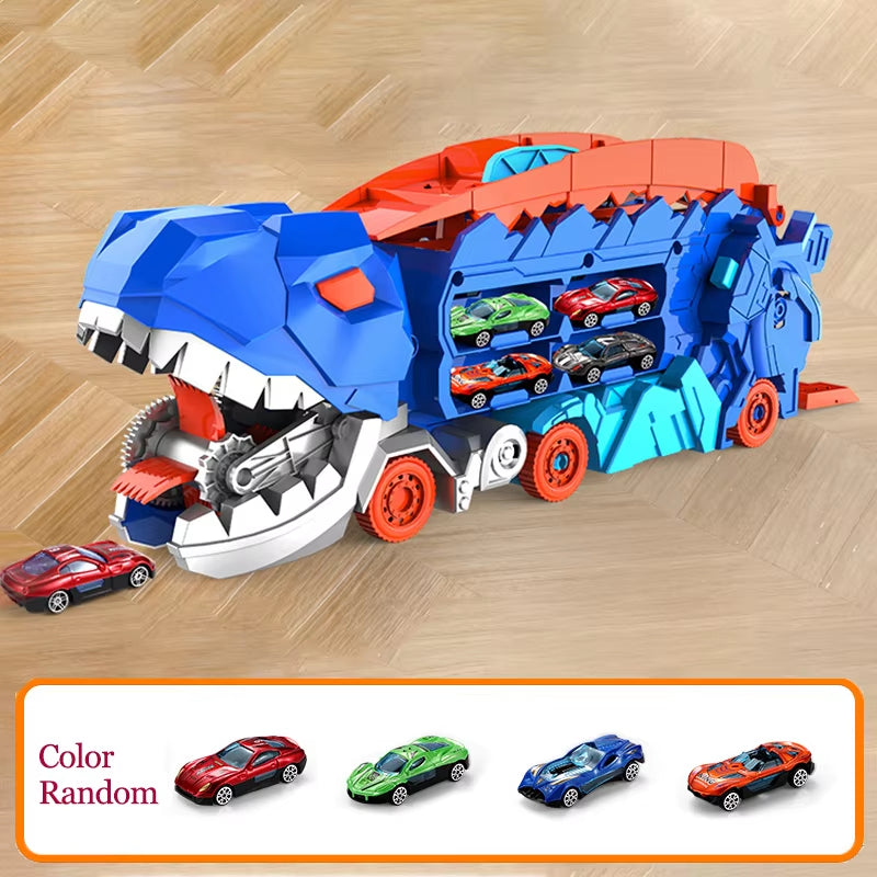 Folding Dinosaur Transporter Car: Exciting Competitive Racing Toy with Mini Car for Kids