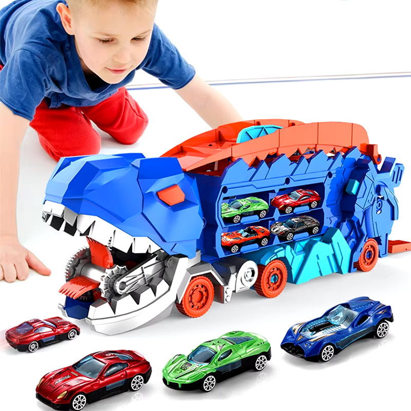 Folding Dinosaur Transporter Car: Exciting Competitive Racing Toy with Mini Car for Kids