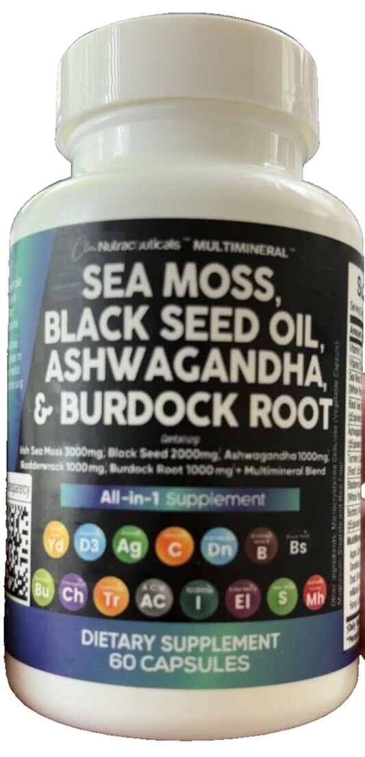 Sea Moss 3000Mg Black Seed Oil 2000Mg Ashwagandha 1000Mg Turmeric 1000Mg