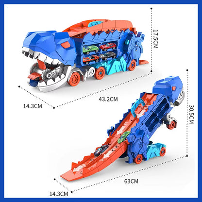 Folding Dinosaur Transporter Car: Exciting Competitive Racing Toy with Mini Car for Kids